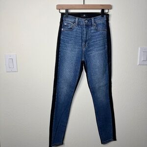 7 for all Mankind Jeans Women's 24 Blue Black Coated High Waist Ankle Skinny